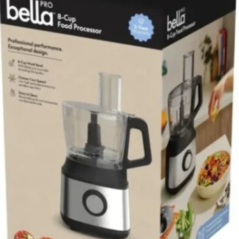 BELLA 8-Cup Food Processor - Stainless Steel (NEW w Box) - Picture 2 of 6